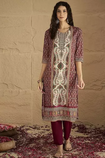 Women Printed Pure Cotton Kurta with Trousers & Dupatta