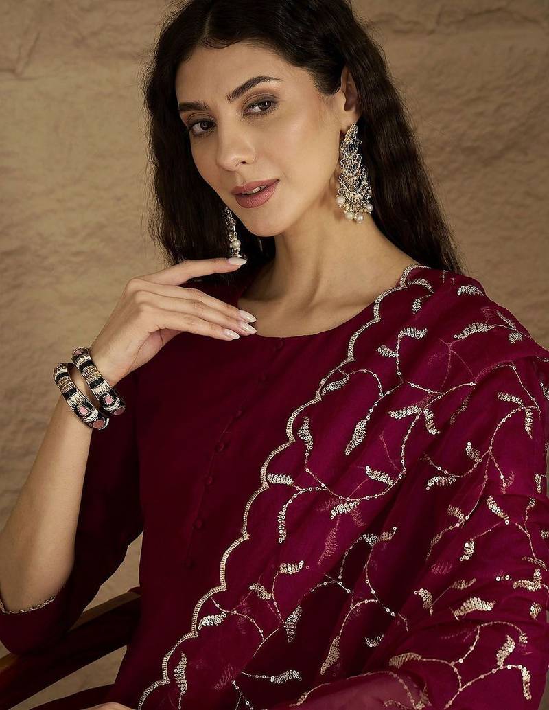 Women Anarkali Kurta with Trousers & Dupatta