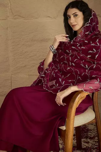 Women Anarkali Kurta with Trousers & Dupatta