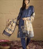 Floral Printed Beads And Stones Chanderi Cotton Kurta With Trousers & Dupatta