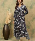 Floral Printed V-Neck Kurta With Trousers
