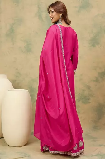 Women Ethnic Motifs Yoke Design Regular Kurta With Sharara & Dupatta