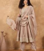 Yoke Design Straight Kurta With Trousers & Dupatta