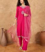 Women Ethnic Motifs Embroidered Kurta with Trouser & Dupatta