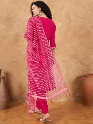 Women Ethnic Motifs Embroidered Kurta with Trouser & Dupatta 5