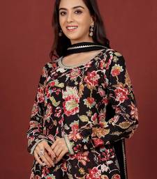 Floral Printed Round Neck Pure Cotton Anarkali Kurta With Trousers & Dupatta