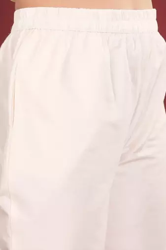 Floral Embroidered V-Neck Straight Kurta With Trousers & Dupatta