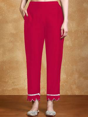 Women Solid Fuchsia Regular Beads and Stones Detail Kurta with Trousers & Dupatta 7