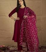Women Solid Kurta with Trousers & Dupatta