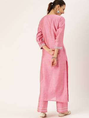 Women Yoke Design Regular Mirror Work Kurta with Trousers 5