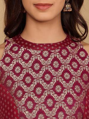 Women Woven Design Regular Kurta with Trousers & With Dupatta 2