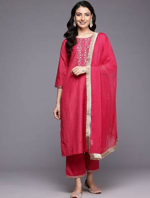 Women Ethnic Motifs Yoke Design Thread Work Kurta with Trousers & Dupatta 1