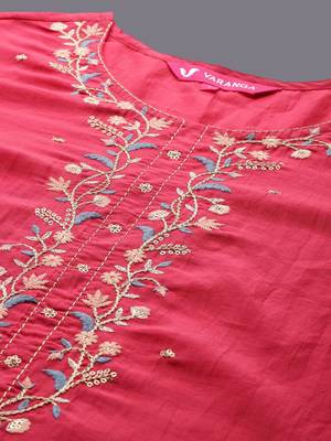 Women Ethnic Motifs Yoke Design Thread Work Kurta with Trousers & Dupatta 2