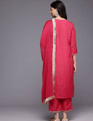 Women Ethnic Motifs Yoke Design Thread Work Kurta with Trousers & Dupatta 6