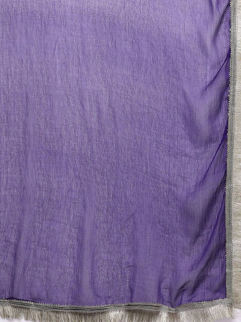 Floral Yoke Design Thread Work Kurta With Trousers & Dupatta