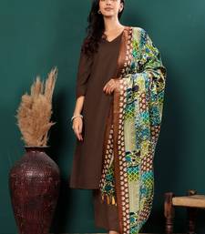 V-Neck Straight Kurta With Trousers & Dupatta