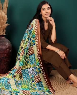 V-Neck Straight Kurta With Trousers & Dupatta 6