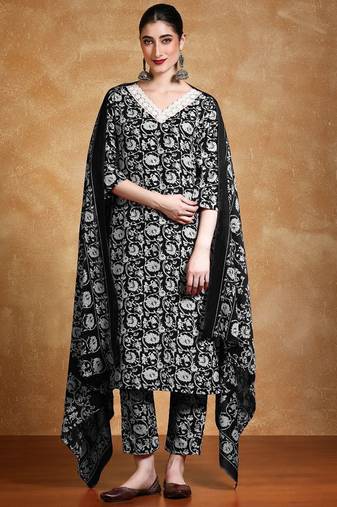 Women Floral Printed Kurta with Trousers & Dupatta