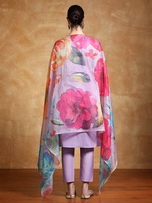 Women Floral Embroidered Cotton Kurta with Trousers & Dupatta 6