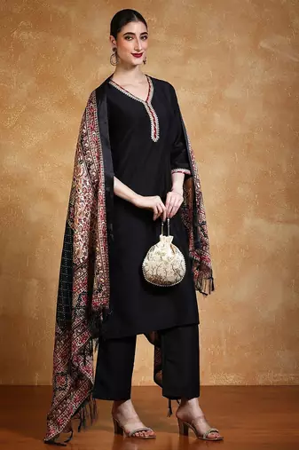 Women Solid Kurta with Trousers & Dupatta