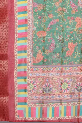 Women Woven Design Embroidered Kurta with Trousers & Dupatta