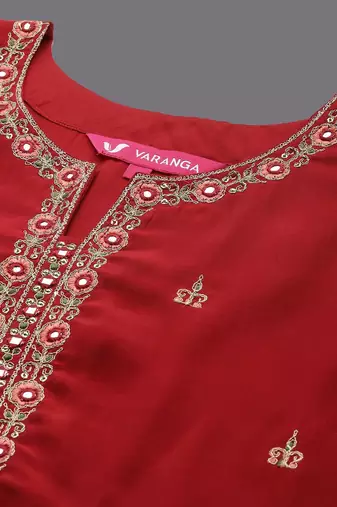 Women Woven Design Embroidered Kurta with Trousers & Dupatta