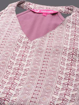 Floral Printed V-Neck Sleeveless Kurta With Trousers 2