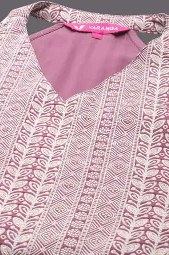 Floral Printed V-Neck Sleeveless Kurta With Trousers