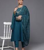 Women Ethnic Motifs Embroidered Kurta with Trousers & With Dupatta