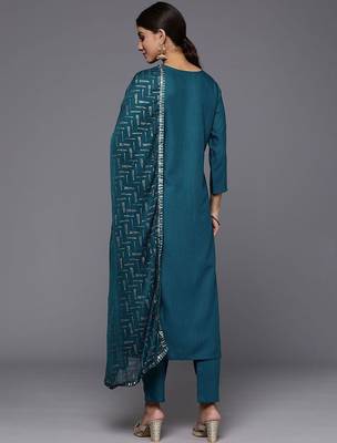 Women Ethnic Motifs Embroidered Kurta with Trousers & With Dupatta 3