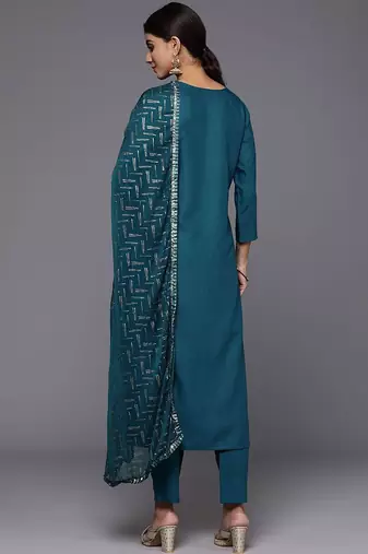 Women Ethnic Motifs Embroidered Kurta with Trousers & With Dupatta