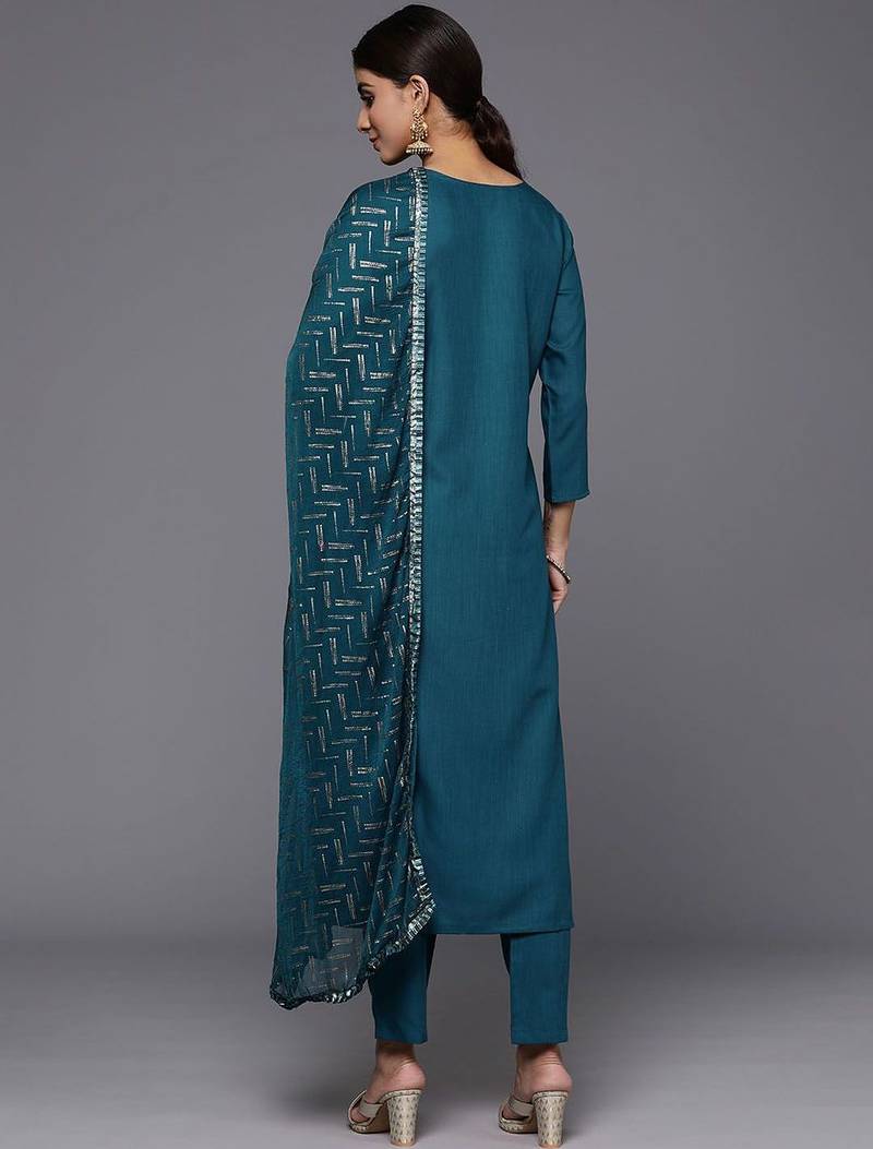Women Ethnic Motifs Embroidered Kurta with Trousers & With Dupatta