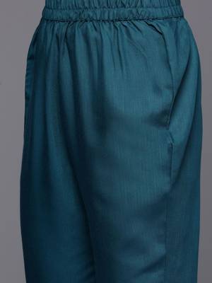 Women Ethnic Motifs Embroidered Kurta with Trousers & With Dupatta 4