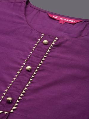 Round Neck Straight Kurta With Trousers & Dupatta 4