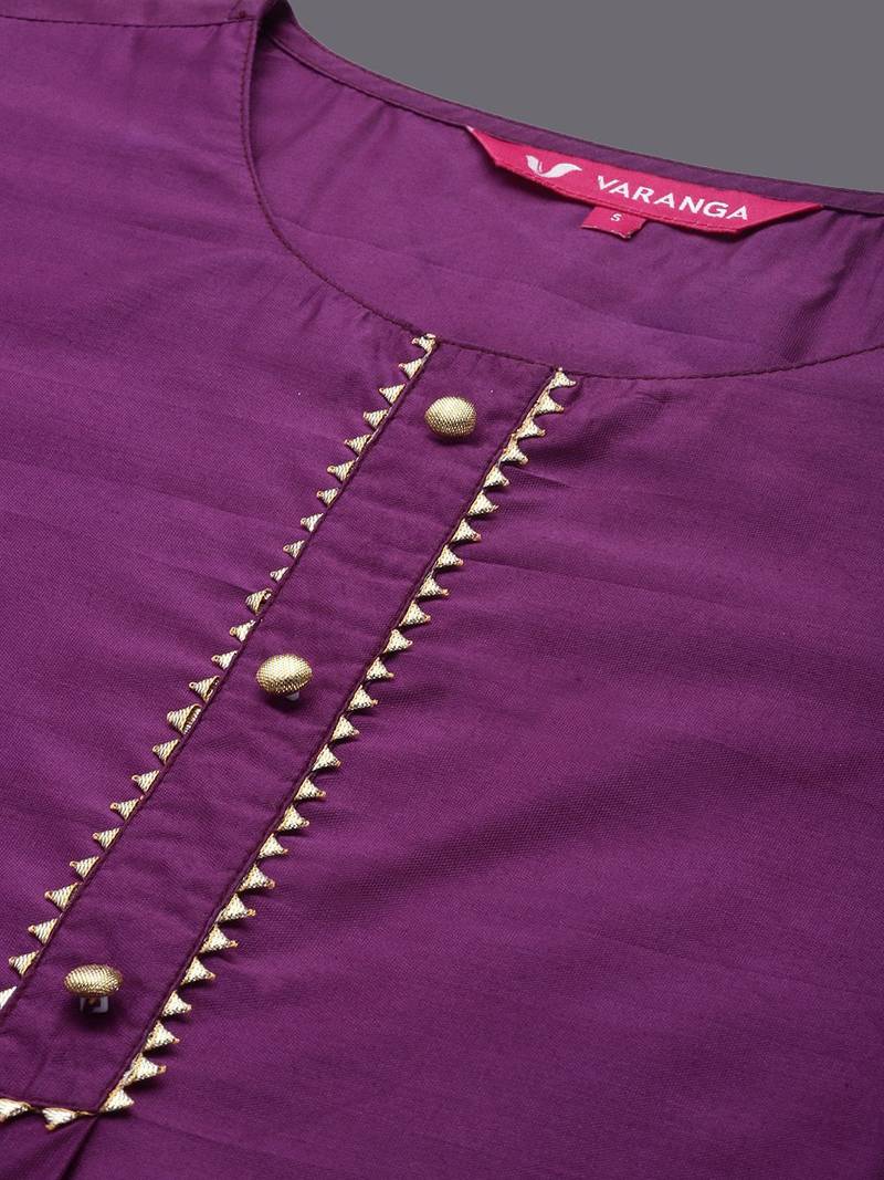 Round Neck Straight Kurta With Trousers & Dupatta