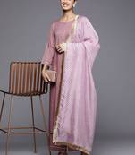 Women Solid Yoke Design Kurta with Trousers & Dupatta