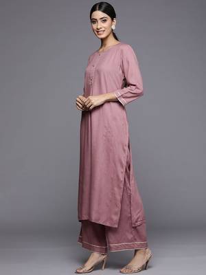 Women Solid Yoke Design Kurta with Trousers & Dupatta 2