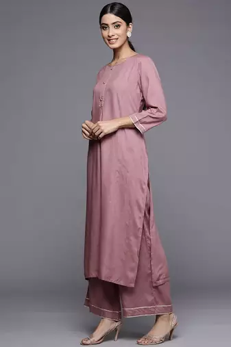 Women Solid Yoke Design Kurta with Trousers & Dupatta