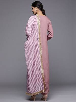 Women Solid Yoke Design Kurta with Trousers & Dupatta 3