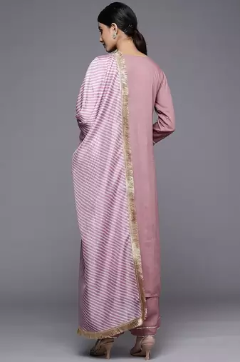 Women Solid Yoke Design Kurta with Trousers & Dupatta
