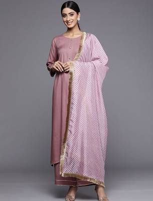Women Solid Yoke Design Kurta with Trousers & Dupatta 7