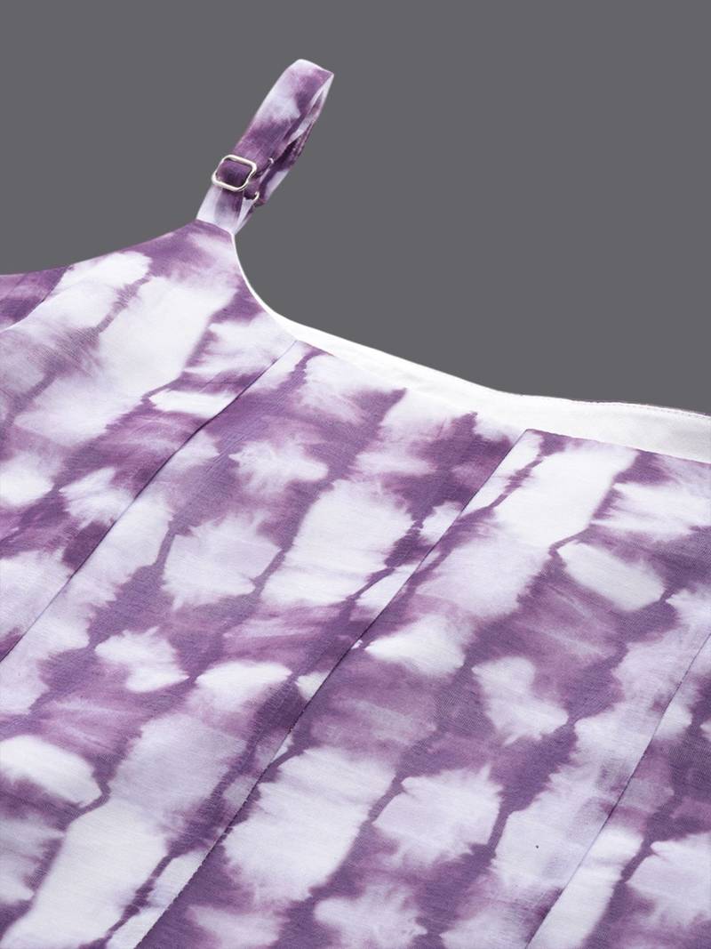 Abstract Printed Panelled Chanderi Silk A-Line Kurta With Trousers & Dupatta