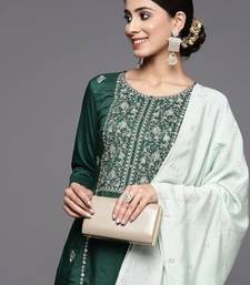 Women Floral Embroidered Gotta Patti Pure Cotton Kurta with Trousers & Dupatta