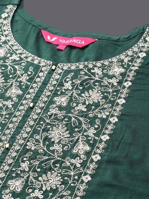 Women Floral Embroidered Gotta Patti Pure Cotton Kurta with Trousers & Dupatta 3