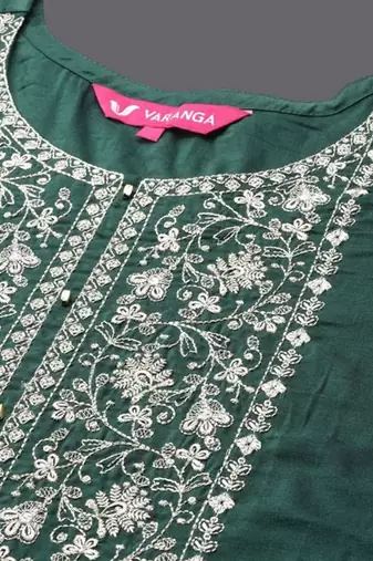 Women Floral Embroidered Gotta Patti Pure Cotton Kurta with Trousers & Dupatta