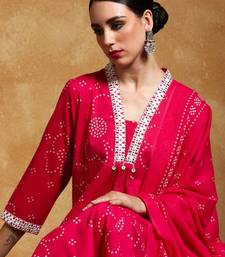 Women Bandhani Printed Regular Kurta with Trousers & With Dupatta