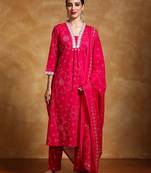 Women Bandhani Printed Regular Kurta with Trousers & With Dupatta