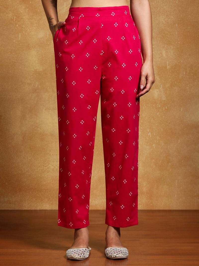 Women Bandhani Printed Regular Kurta with Trousers & With Dupatta