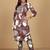 Floral Printed Round Neck Thread Work Straight Kurta With Trousers