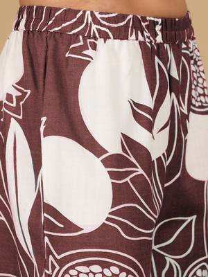 Floral Printed Round Neck Thread Work Straight Kurta With Trousers 4